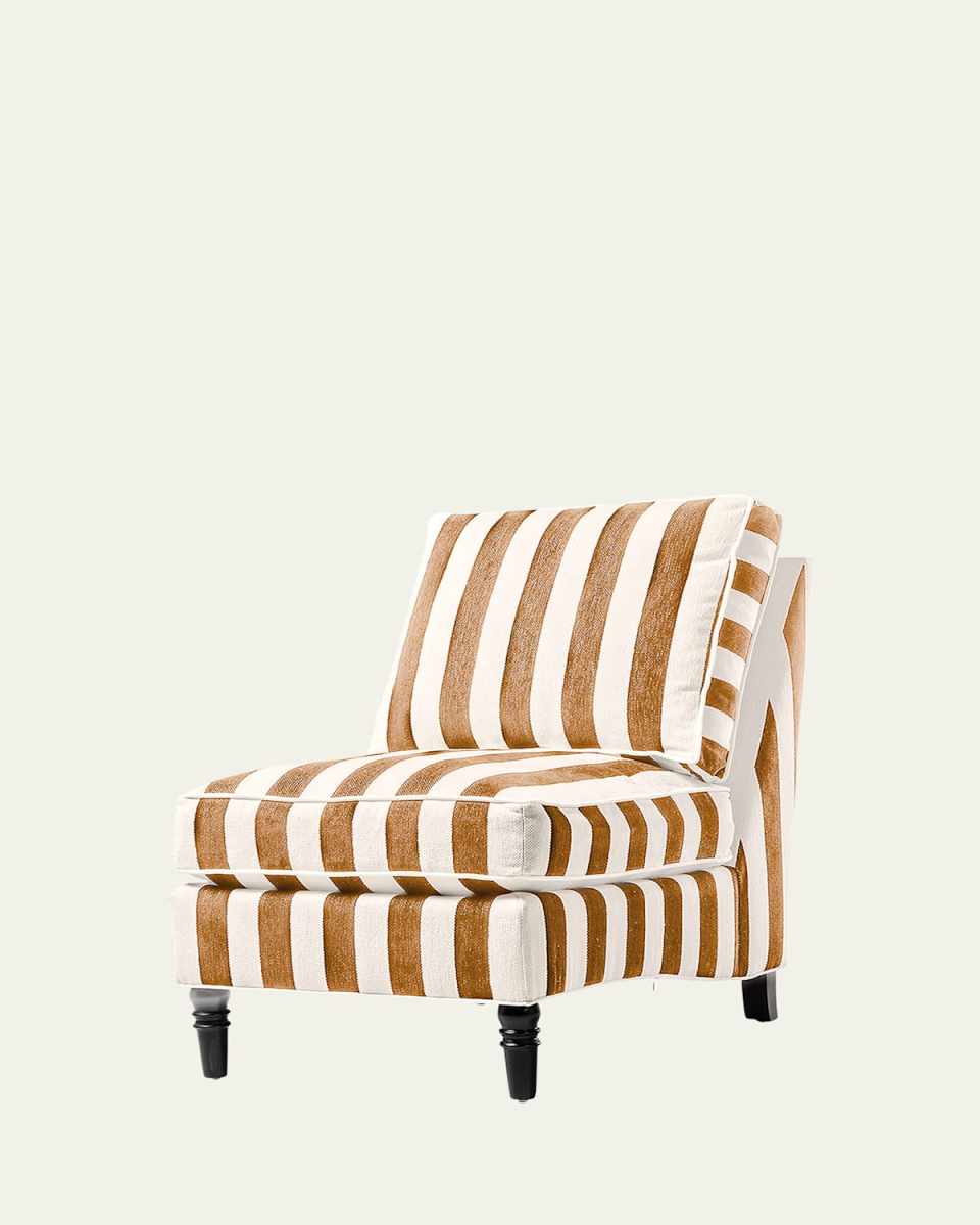Marquee Brown Stripe Chenille Armless Chair